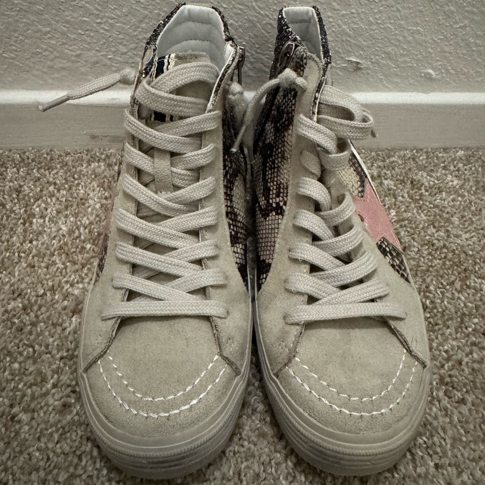 ShuShop Beige and Pink Snake Print Sneakers brand new